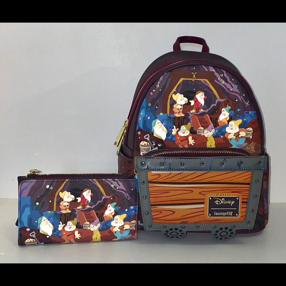 Loungefly Disney Snow White And The Seven Dwarfs Mine Cart Backpack & Wallet